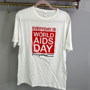 MAC Cosmetics White and Red Graphic T-Shirt